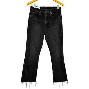 Gap High Rise Kick Fit Black Jeans Raw Hem Cropped Flare 28